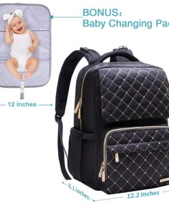 Bamomby Diaper Bag, Diaper Bag Backpack for Baby Boys Girls, Multifunction Large Rucksack Diaper Bags with Changing Pads, Waterproof Travel Back Pack Knapsack for Dad & Mom -Stylish Black 53 61FWZ1ln5BS