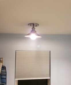 Linea di Liara Andante Brushed Nickel Flush Mount Ceiling Light Fixture Farmhouse Rustic Flush Light Kitchen Lighting Bedroom Bathroom Hallway Light Fixtures Industrial Semi Flush Mount Lighting Fixture Only 26 61FYaZWXVOL