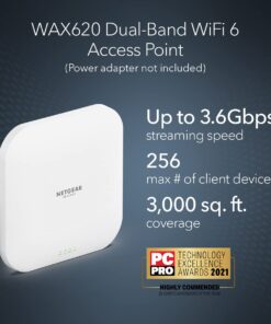 Alternative view of NETGEAR Cloud Managed Wireless Access Point (WAX620) - WiFi 6 Dual-Band AX3600 Speed | Up to 256 Client Devices | 802.11ax | Insight Remote Management | PoE+ Powered or AC Adapter (not Included) AX3600 | WiFi 6 | PoE+ PoE Powered