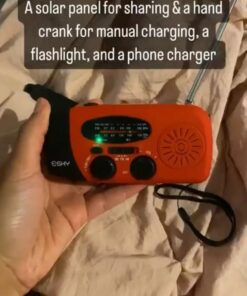 Esky Emergency Hand Crank Radio with 3 LED Flashlight, AM/FM/NOAA Portable Weather Radio with 2000mAh Power Bank Phone Charger, Solar Powered USB Charged Radio for Indoor Outdoor Camping, SOS Alarm Red 45 61FcLUeGuiL