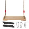 Hanging Wooden Tree Swing for Adult Kids Children Teen with Straps,17x7Inches Classic Swing Seat with Adjustable 90Inches Length Nylon Rope for Playground Home,220lbs Capacity Pine Wood for Oak Branch With Strap