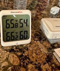 ThermoPro TP63B Indoor Outdoor Thermometer Wireless Hygrometer, 500FT Inside Outside Thermometer, Remote Temperature Monitor with Cold-Resistant Sensor, Outdoor Thermometers for Patio Home Greenhouse 34 61Fire pXL