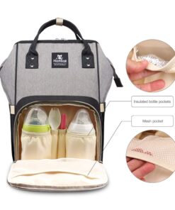 Alternative view of Hafmall Diaper Bag Backpack, Multifunctional Baby Diaper Bag with Stroller Hooks, Stylish Baby Bag for Mom Dad, Gray Black Black Gray