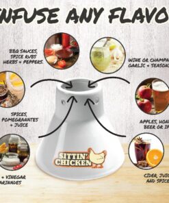 Sittin' Chicken & Turkey Ceramic Beer Can Roaster & Steamer Combo Pack- Easily Infuse flavors Into Your Meat- Wide Ceramic Base for Oven Or Grill Use- Great Meal Prep Accessories for BBQing & Grilling 20 61Fla6FcMfL