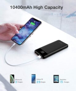 Charmast Portable Charger, USB C Battery Pack, 3A Fast Charging 10400mAh Power Bank LED Display, Slim Portable Phone Battery Charger for iPhone 13 12 11 X 8 7 Samsung S21 S20 Google LG OnePlus iPad Black 29 61Fo3YDCPYL