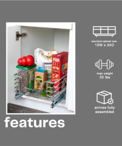 Household Essentials Glidez Chrome-Plated Steel 1-Tier Sliding Under Sink Cabinet Organizer, Chrome Single Tier 11.5" - Standard 20 61Fpp9efMML