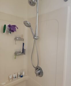 DreamSpa 3-way Shower Combo PLUS Instant-Mount Drill-Free Slide Bar - Enjoy Overhead & Handheld Shower Head with Height/Angle Adjustable Bracket and Stainless Steel Hose for Ultimate Convenience! 4" + 4" Shower Head Combo w/ Slide Bar 31 61FrIlMU6L 1