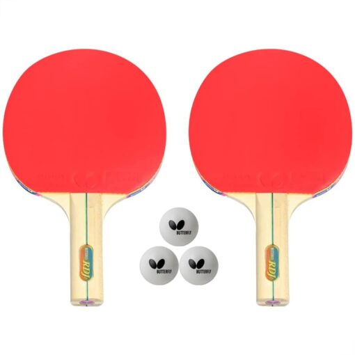 Butterfly RDJ2 2 Player Ping Pong Paddle Set – Includes 2 Ping Pong Rackets and 3 Ping Pong Balls – Ping Pong Paddle Set of 2 – Ping Pong Paddles and Balls – Table Tennis Paddle Set RDJ 2 Player Set