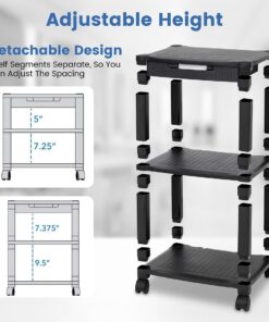 Halter Printer Stand, Rolling Home Office Printer Stand with Storage and Cable Management, Pack of 2 Printer Tables, Black Printer Cart, LZ-308 Black 2 Pack 9 61FsLTJ6XnL