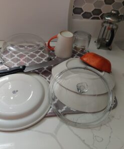 S&T INC. Dish Drying Mat for Kitchen, Absorbent, Reversible Microfiber Dish Mat, 16 Inch x 18 Inch, White Trellis 32 61FsiCm6VqL 2