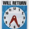Headline Sign Double-Sided Open/Will Return Sign with Clock Hands, 5" x 6", Made in USA (9381) 5" x 6" 36 61Fyveb9L