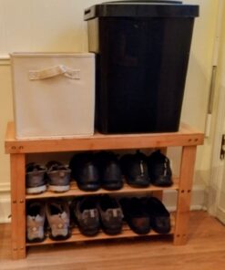 SONGMICS Shoe Rack Bench, 3-Tier Bamboo Shoe Storage Organizer, 11.3 x 27.6 x 17.8 Inches, Natural ULBS04N 41 61G et1kytL