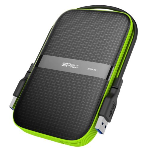 SP Silicon Power 2TB Rugged Portable External Hard Drive Armor A60 Shockproof USB 3.1 Gen1 for PC Mac Xbox and PS4 Black Black-Green