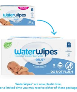 WaterWipes Plastic-Free Original-baby Wipes, 99.9% Water Based Wipes, Unscented & Hypoallergenic for Sensitive Skin, 540 Count (9 packs), Packaging May Vary 22 61G14X2OmL