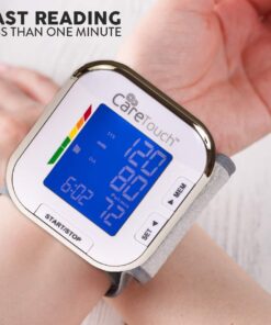 Care Touch Digital Wrist Blood Pressure Monitor, Wrist BP Cuff for Adults Size 5.5-8.5", Blood Pressure Monitors for Home Use, Automatic High Blood Pressure Machine with Batteries & Protective Pouch 22 61G41jpLyaL