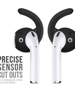 EarBuddyz 2.0 Ear Hooks and Covers Accessories Compatible with Apple AirPods 1 & 2 or EarPods Headphones/Earphones/Earbuds (3 Pairs) (Black) Black 31 61G6lFLumDL