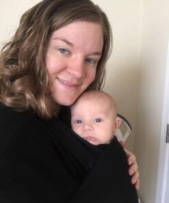 CuddleBug Baby Wrap Sling + Carrier - Newborns & Toddlers up to 36 lbs - Hands Free - Gentle, Stretch Fabric - Ideal for Baby Showers - One Size Fits All (Black) Black 30 61G9OQ6AgVL