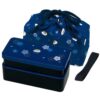Japanese Traditional Rabbit Blossom Bento Box Set - Square 2 Tier Bento Box, Rice Ball Press, Bento Bag (Blue) 2 61GCNbPptlL