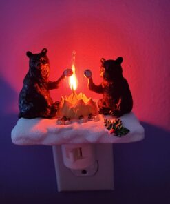 Roman Lights Exclusive Plug in Night Light, Features 2 Bears Roasting Marsh Mellows Around a Flickering Flame Camp Fire, 4.5-Inch 18 61GEAEpgmML
