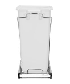 Household Essentials Glidez Chrome-Plated Steel Pull-Out/Slide-Out Discreet Single 9 Gallon Plastic Trash Can for Under Cabinet Use - Fits Standard Size Cabinet, Chrome and White 9 Gallon - Single Trash Can 25 61GEFx4LygL