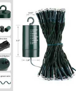 Joomer Blue Battery Chrismas Lights, 33ft 100LED Fairy Lights Battery Operated Timer 8 Modes Waterproof for Outdoor Home Garden Party Holiday Christmas Trees Decoration 14 61GENPbDNyL