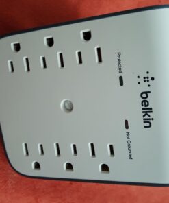 Belkin 6-Outlet Wall Surge Protector w/ 2 USB Ports - Wall Mountable w/ Premium Protection Against Surges - Safe Charge for Mobile Devices, Tablets, Small Appliances, & More - 900 Joules of Protection Wall Mount 6-Outlet with USB Power Strip 37 61GMm55P5rL 1
