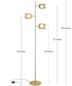 Brightech Tree Floor Lamp for Living Rooms & Offices, Dimmable Standing Lamp for Bedroom Reading, LED Spotlight Floor Lamp, Tall Lamp with Adjustable Panels for Minimal Space Use - Antique Brass 20 61GS6sLQvJL
