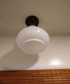 Globe Electric 65380 1-Light Flush Mount Ceiling Light, Dark Bronze, Satin Finish, Antique Brass Accents, Clear Glass Shade, Ceiling Light Fixture, E26 Bulb, Bulb Not Included Dark Bronze with Clear Glass 42 61GWnV5MqL