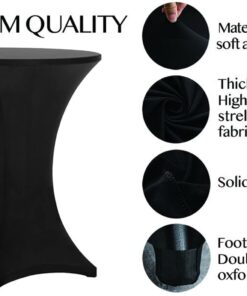 Alternative view of Tina's 32x43 Inch Highboy Spandex Cocktail Table Covers Black, Cocktail Table Spandex Covers, Fitted Stretch Cocktail Table Tablecloth for Round Tables 1