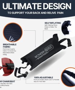 Wonder-Roll Self Inflatable Lumbar Roll Office Chair Back Support Cushion Perfect Lumbar Pillow for Lower Back Support Office Chair Support Back Pillow for Car Driver Seat 11 61GYg25qbOL