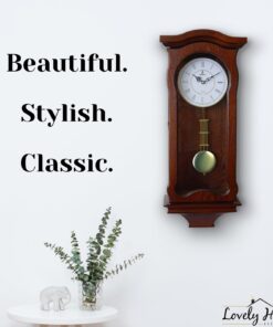 Alternative view of Pendulum Wall Clock Battery Operated - Hanging Grandfather Wall Clock with Pendulum - Quiet Wood Pendulum Clock - Decorative Wooden Wall Clock for Living Room Decor, Office & Home Décor Gift 23.5x9.75 Classic Dark Brown