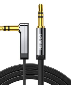 UGREEN 3.5mm Audio Cable Stereo Aux Cord 90 Degree Right Angle, Compatible with Beats iPhone iPod iPad Tablets Speakers 24K Gold Plated Male to Male Black 1.5FT 23 61Gf1JNGg5L