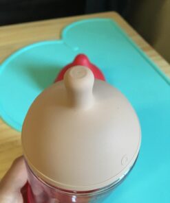 mimijumi Baby Bottle (2 pcs.) Very Hungry 8 oz Bottle with Slow Flow, Lighter Nipple - Medical Grade Silicone Anti-Colic Baby Bottles for Breastfed Babies - Newborns 0-6 Months 8oz (Slow Flow) 68 61GfRvxeHjL