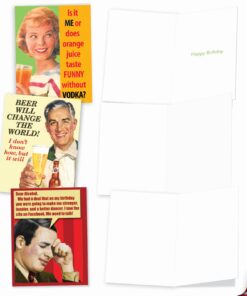 The Best Card Company - 10 Blank Funny Greeting Cards for Women (4 x 5.12 Inch) - Boxed All Occasion Assortment - Retro Toasts M6619OCB 12 61Gg4Twel0L