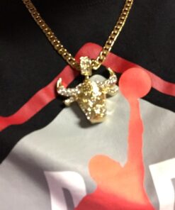 Mens Gold Tone Iced Out Bull Small Pendant with 5Mm 24", No Color, Size No Size 50 61GgNqD3pcL