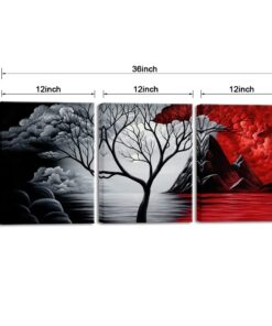 Alternative view of Wieco Art The Cloud Tree Wall Art Oil PaintingS Giclee Landscape Canvas Prints for Home Decorations, 3 Panels 12x16inchx3pcs (30x40cmx3pcs)