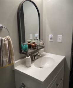 Amazon Brand – Stone & Beam Modern Round Arc Iron Hanging Wall Mirror With Shelf, 30 Inch Height, Dark Bronze 29 61GjkErRTFL