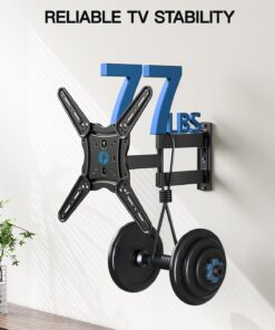 Pipishell Full Motion Articulating TV Wall Mount for 26-60 inch Flat or Curved TVs up to 77 lbs, Extension, Tilt, Swivel, Leveling, Max VESA 400x400mm, PIMF7 24 61GkEeupTvL