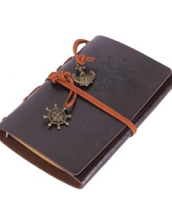 EvZ Leather Writing Journal Notebook, 7 Inches Vintage Nautical Spiral Blank String Diary Notepad Sketchbook Travel to Write in, Unlined Paper, Retro Pendants, Classic Embossed, Coffee 33 61GmAjmGFL