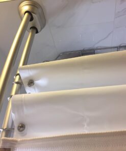 Zenna Home NeverRust Aluminum Double Curved Tension Shower Curtain Rod, 50 to 72-Inch, Satin Nickel 51 61GnDqvFLoL
