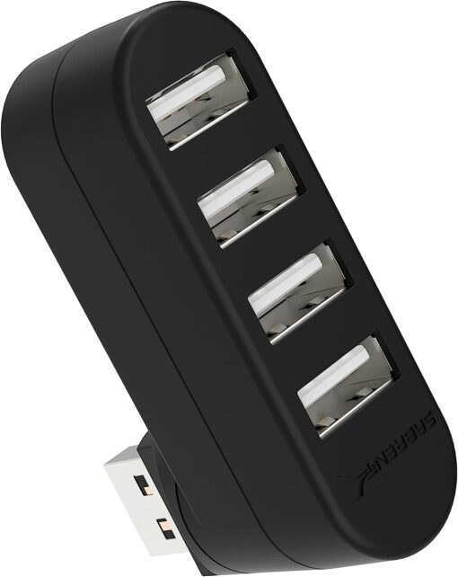 SABRENT 4 Port USB 2.0 Hub [90°/180° Degree Rotatable] (HB-UMN4) Black