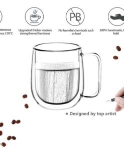 Huada Double Wall Insulated Borosilicate Glass Mugs Modern Espresso Cups, 10-Ounce, Set of 2 31 61GqPK5hq9L