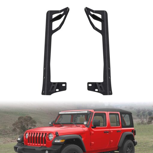 Nilight Windshield Frame Mounting Bracket for 52” LED Light Bar and Pod Light on Wrangler JK 2007-2017, 2 Years Warranty For 2007-2018 JK