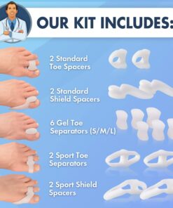 Dr. Frederick's Original 14-Piece Bunion Corrector Kit - Fast Relief for Bunions & Overlapping Toes - For Men & Women - Soft Gel Pads, Spacers, & Separators - For No Surgery Required 14 Piece Assortment 17 61Gzd3myAFL 2
