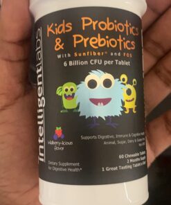 6 Billion CFU Kids/Children's Probiotics with Prebiotics, Sunfiber and Fos, for 10x More Effectiveness. One A Day Great Taste Chewable Probiotic, 2 Months Supply Per Bottle 37 61H 5TnCvcL
