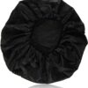 Annie - Ms. Remi Silky Satin Double Cotton - Lined Day and Night Cap - Comfort Elastic Band (Extra Jumbo - Black)