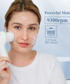 TOUCHBeauty Facial Cleansing Brush Electric, Face Cleansing Brush with Stand, 3 Brush Heads, 2 Speeds, IPX5 Waterproof, Battery-Powered, Suitable for All Skin Types, TB-0759D White 18 61H12WedSLL