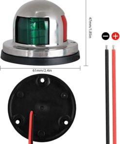 LED Boat Navigation Lights, 12V IP65 Waterproof Signal Lamp Red Green LED Navigation Warning Light for Boat Pontoon Yacht Skeeter-Stainless Steel Shell Green,Red 11 61H2mqhPwHL