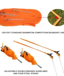 GSE Outdoor Portable Badminton Complete Net Set for Backyard Lawn, Beach, Park with Family & Friends. Including Badminton Net System, 4 Badminton Rackets, 3 Shuttlecocks and Carrying Bag Professional Badminton Set 10 61H2sofxmzL