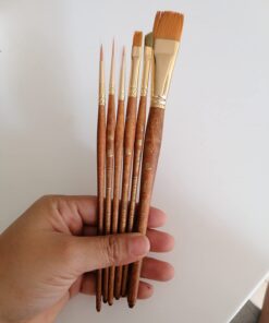 PRINCETON ARTIST BRUSH CO. Princeton Real Value, Series 9100, Paint Brush Sets for Acrylic, Oil & Watercolor Painting, Syn-Gold Taklon (Rnd 2, 4, Liner 2/0, Shader 2, 6, Angular 1/4, Wash 3/4) Gold 21 61H3diJavuL